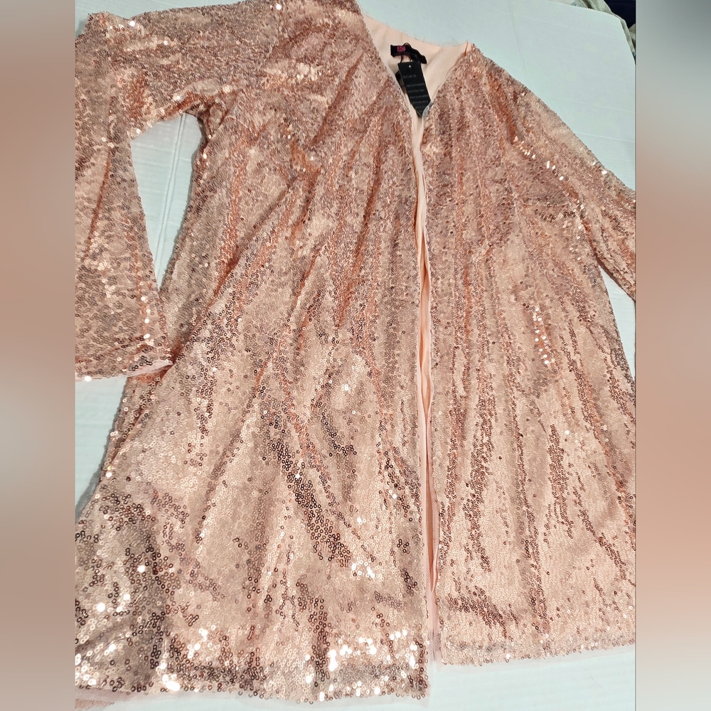 Women’s Sequin Open Front Blazer Jacket Sparkly Glitter Long Sleeve XL NWT - Picture 3 of 9